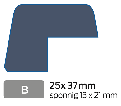 Glaslat B 25x37 Sponning 13x21mm Wit 2x Behandeld