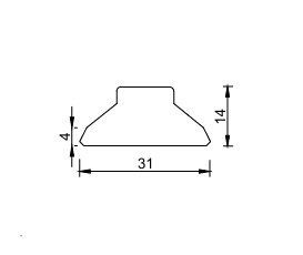 Glaslat KR9 14x31mm37graden. PEFC rondom 60 mu. Wit