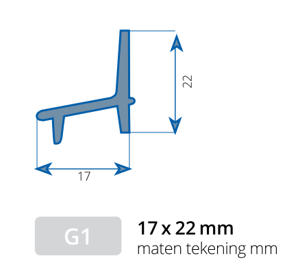 Beglazingsprofiel G1 17x22mm  Geanodiseerd