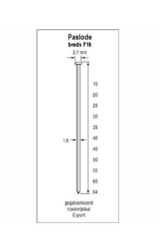 Paslode Brads 38mm RVS Recht vv 2 g