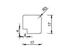Glaslat V F1 17x17 Sponning 4x4mm Grijs 2x behandeld