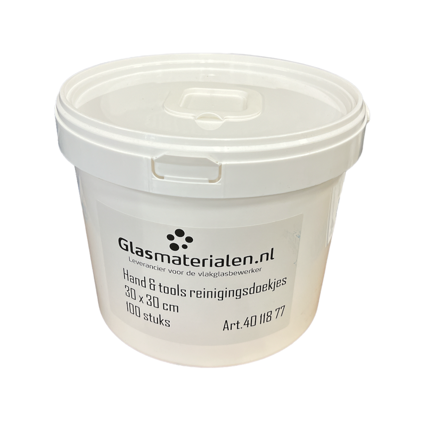 Handdoekjes Vochtig Per Emmer 150 stuks "Glasmaterialen.nl"