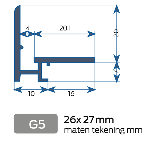 Beglazingsprofiel G5 26x27 Geanodiseerd