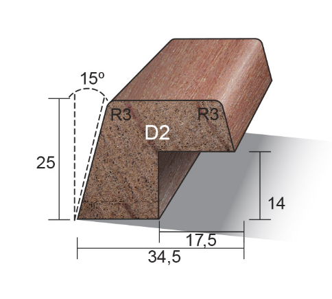 Glaslat D2 25 x 34,5 mm Rondom 60mu Wit Gegrond Sponning 14