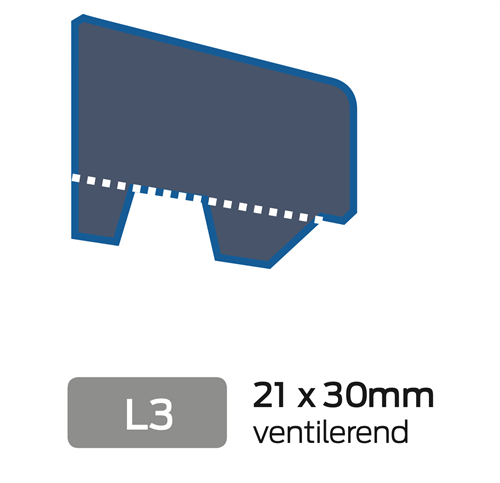 Glaslat Geventileerd L3 21x30 Grijs 2x behandeld