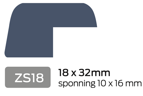 Opdeklat V ZS18 18x32 Sponning 10 Grijs 2x behandeld