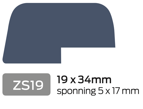 Opdeklat ZS19 19x34 Sponning 5 Grijs 2x behandeld