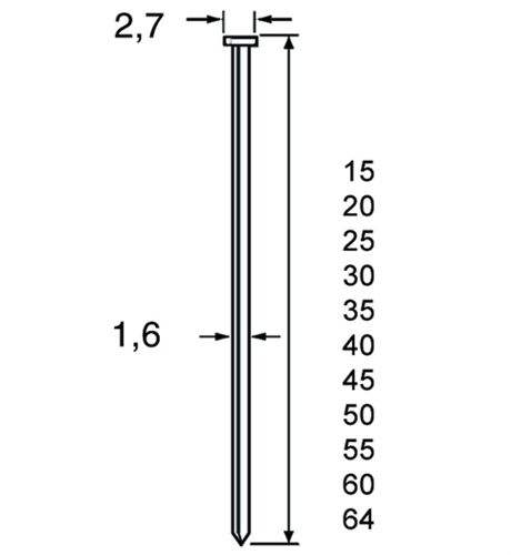 Dutack 40mmx1.6mm RVS recht 2500st.