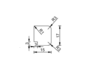 Glaslat V CL+ 17x15 Sp. 3x3 mm Grijs RAL 7016 2 x Behandeld