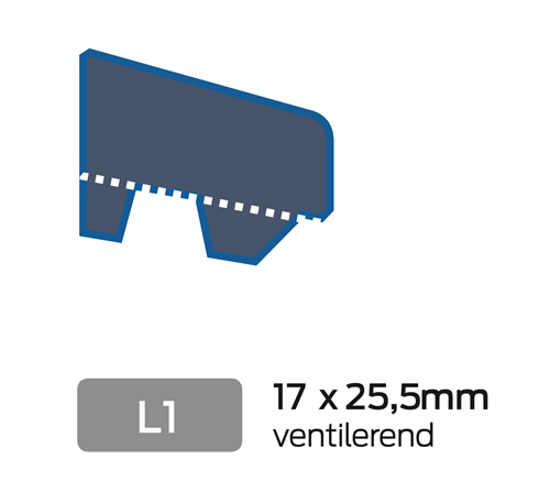 Glaslat Geventileerd L1 17x25,5 Grijs