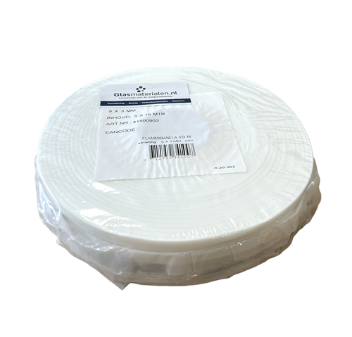 Burnstopper Band Wit 9 x 4 mm (brandwerend glas) 300 meter