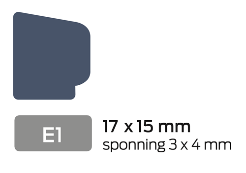 Glaslat V E1 17x15 Sp. 20Gr. 3x4mm Wit RAL1013  2x Behandeld