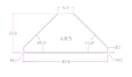 Roedenlat KR6 B33 x D15,5 x 6 mm. Spits Model 2x Gegrond Wit