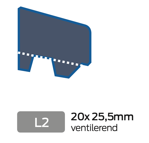 Glaslat Geventileerd V L2 20x25,5 onbehandeld