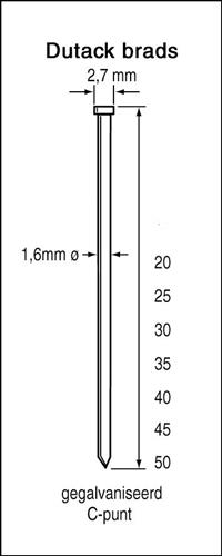 Dutack CNK Brads SNK16 25mm (2500x)