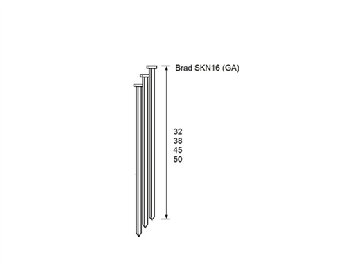 Dutack RVS Brads 16Ga 50mm Schuin (2000x)