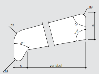 Durodeen Glaslat NS 20/18  NL20  L3500mm prijs m1. RAL 7035