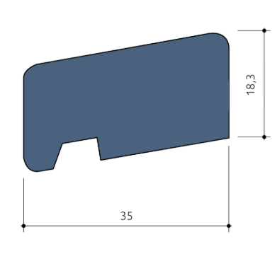 Durodeen Ventilatie VG 35/18 L3500mm prijs m1. RAL 7035