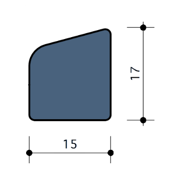 Durodeen Glaslat R3°15 17x15mm L3500mm prijs m1. RAL 7035