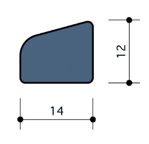 Durodeen Glaslat R1°15 12x14mm L3500mm prijs m1. RAL 7035
