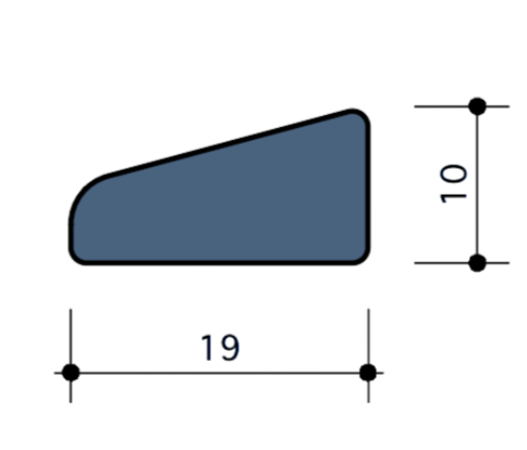 Durodeen Glaslat R2°15 10x19mm L3500mm prijs m1. RAL 7035