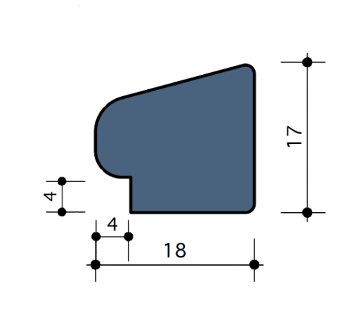 Durodeen Glaslat R6°15 17x18mm Sp4 L3500mm prijs m1 RAL 7035
