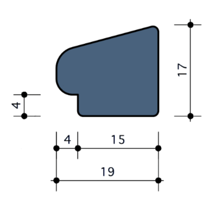 Durodeen Glaslat R8°15 17x19mm Sp4 L3500mm prijs m1 RAL 7035