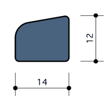 Durodeen Glaslat R9°10 12x14mm L3500mm prijs m1. RAL 7035