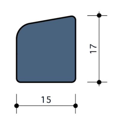 Durodeen Glaslat R11°10 17x15mm L3500mm prijs m1. RAL 7035
