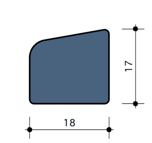 Durodeen Glaslat R13°10 17x18mm L3500mm prijs m1. RAL 7035