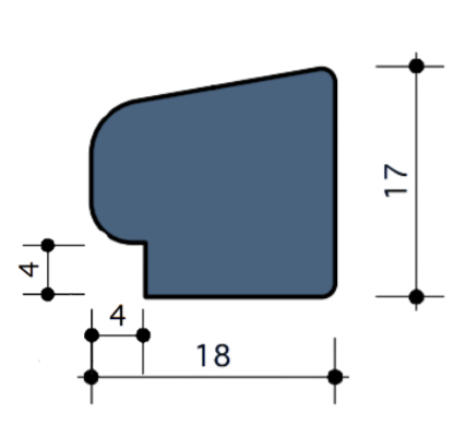 Durodeen Glaslat R14°10 17x18mmSp4 L3500mm prijs m1 RAL 7035