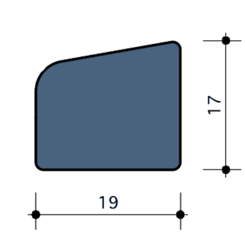 Durodeen Glaslat R15°10 17x19mm L3500mm prijs m1. RAL 7035