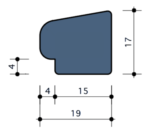 Durodeen Glaslat R16°10 17x19mmSp4 L3500mm prijs m1 RAL 7035