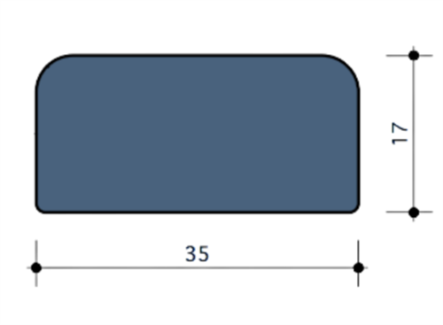 Durodeen Glaslat P1 17x35mm L3500mm prijs m1. RAL 7035