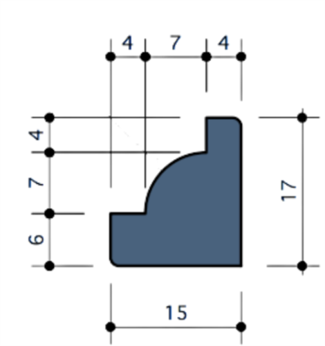 Durodeen Glaslat P2 17x15mm L3500mm prijs m1. RAL 7035