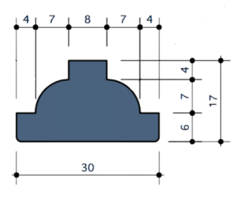 Durodeen Glaslat P3 17x30mm L3500mm prijs m1. RAL 7035