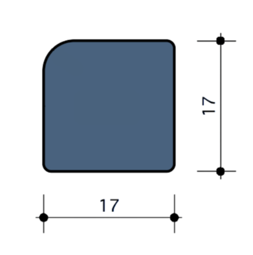 Durodeen Glaslat V1 17x17mm L3500mm prijs m1 RAL 7035