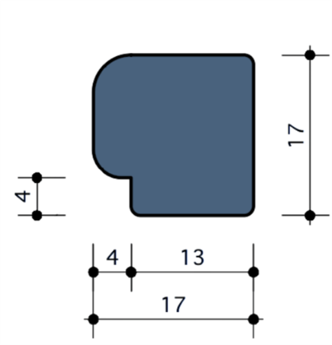 Durodeen Glaslat V3 17x17mm Sp4 L3500mm prijs m1 RAL 7035