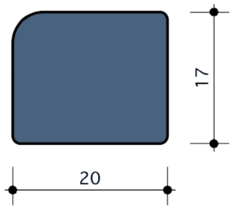 Durodeen Glaslat V5 17x20mm L3500mm prijs m1 RAL 7035