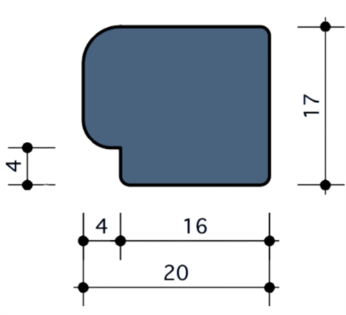 Durodeen Glaslat V6 17x20mm Sp4 L3500mm prijs m1 RAL 7035