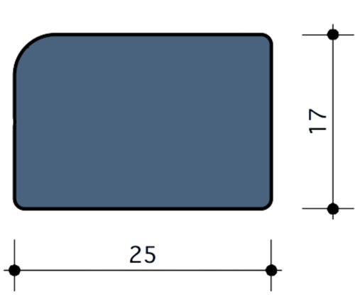 Durodeen Glaslat V7 17x25mm L3500mm prijs m1 RAL 7035