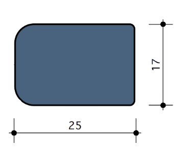 Durodeen Glaslat V8 17x25mm L3500mm prijs m1 RAL 7035