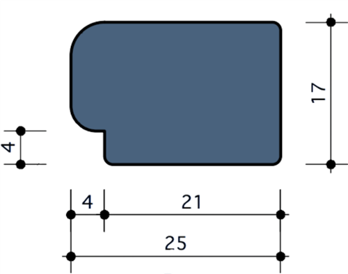 Durodeen Glaslat V9 17x25mm Sp4 L3500mm prijs m1 RAL 7035