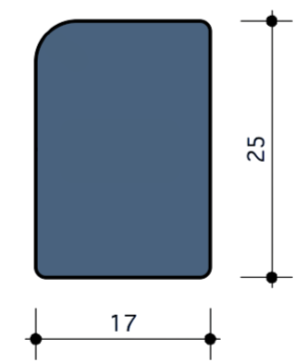 Durodeen Glaslat V21 25x17mm L3500mm prijs m1 RAL 7035