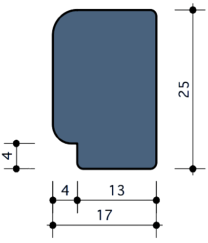 Durodeen Glaslat V23 25x17mm Sp4 L3500mm prijs m1 RAL 7035