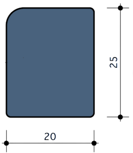 Durodeen Glaslat V24 25x20mm L3500mm prijs m1 RAL 7035