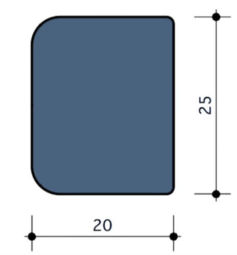 Durodeen Glaslat V25 25x20mm L3500mm prijs m1 RAL 7035