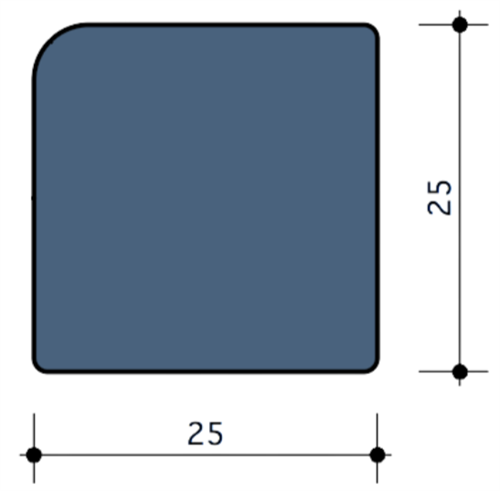 Durodeen Glaslat V27 25x25mm L3500mm prijs m1 RAL 7035