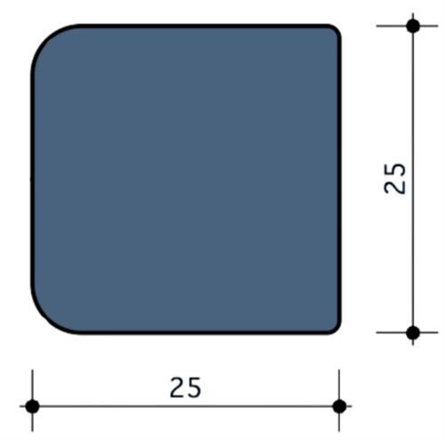 Durodeen Glaslat V28 25x25mm L3500mm prijs m1 RAL 7035