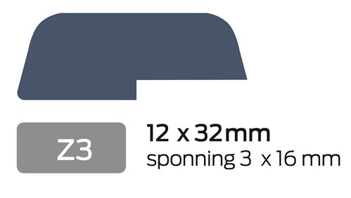 Glaslat Z3 12x32 Sponning 3mm Wit Ral 1013 2x Behandeld